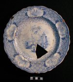 This scallop rimmed plate has a border with scene vignettes. Read & Clementson, Hanley 1833 - 1835, from 18BC27, Feature 28.